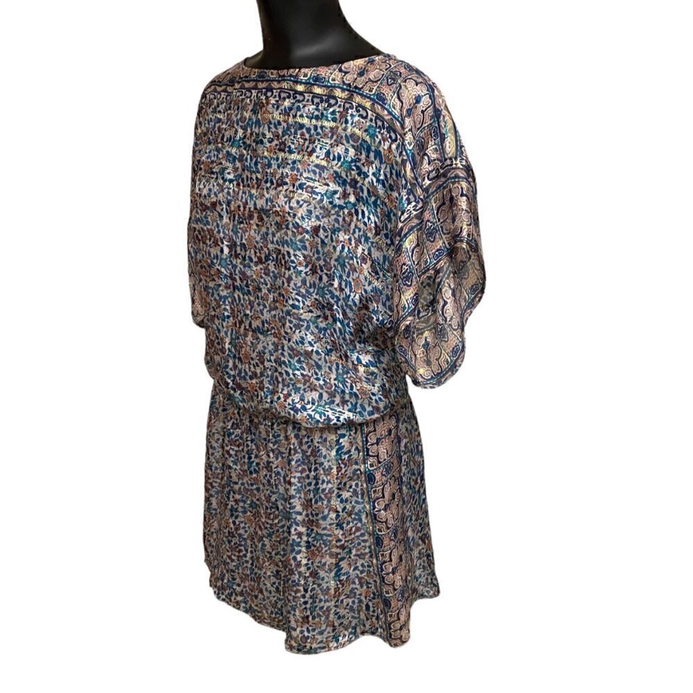 Joie Sofinne Silk Floral Print Blouson Minidress, Dusty Mink Size XS - Picture 3 of 8